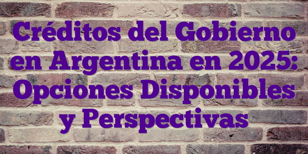 Créditos del Gobierno en Argentina en 2025: Opciones Disponibles y Perspectivas