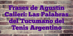 Frases de Agustín Calleri: Las Palabras del Tucumano del Tenis Argentino