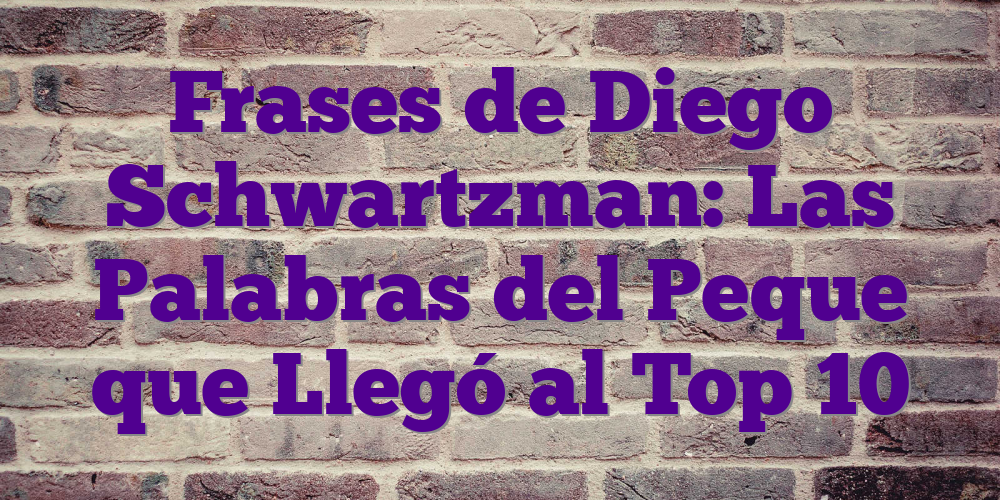 Frases de Diego Schwartzman: Las Palabras del Peque que Llegó al Top 10