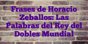 Frases de Horacio Zeballos: Las Palabras del Rey del Dobles Mundial