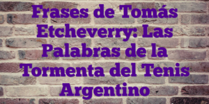Frases de Tomás Etcheverry: Las Palabras de la Tormenta del Tenis Argentino