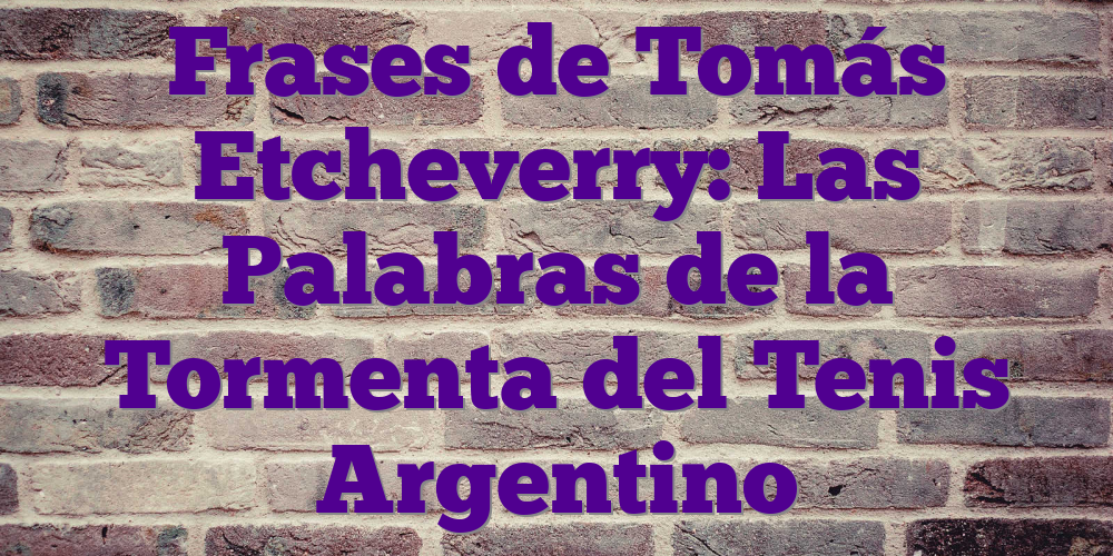 Frases de Tomás Etcheverry: Las Palabras de la Tormenta del Tenis Argentino